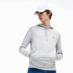 Men Lacoste V0ZN713 Grey Chine CCA Hooded Cotton Jersey Sweatshirt - Image 6