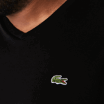 Men Lacoste V0ZN714 Black 031 V-Neck Jersey T-Shirt - Image 4
