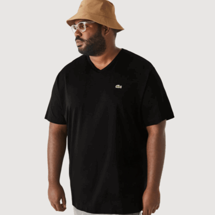Men Lacoste V0ZN714 Black 031 V-Neck Jersey T-Shirt