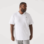 Men Lacoste V0ZN715 White 001 V-Neck Jersey T-Shirt - Image 2