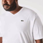 Men Lacoste V0ZN715 White 001 V-Neck Jersey T-Shirt - Image 4