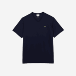 Men Lacoste V0ZN716 Navy Blue 166 V-Neck Jersey T-Shirt - Image 4