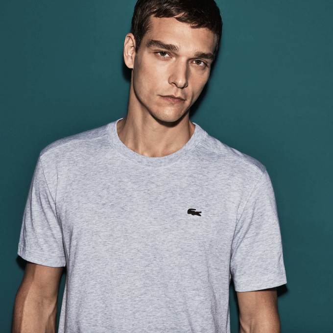 Men Lacoste V0ZN718 Grey Chine CCA SPORT Breathable T-Shirt - Image 4