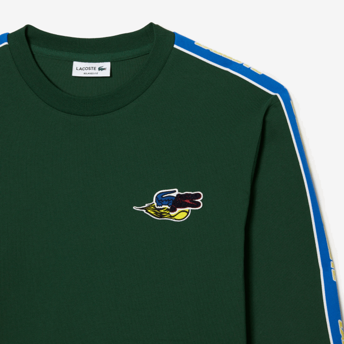 Men Lacoste V0ZN720 Green 132 Branded Band T-Shirt - Image 2