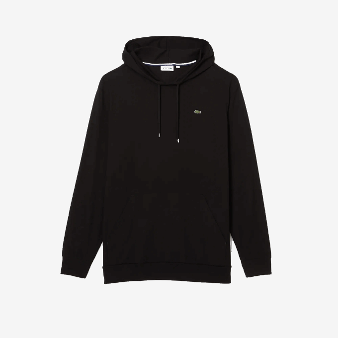 Men Lacoste V0ZN723 Black 031 XL Regular Fit Hooded T-Shirt - Image 4