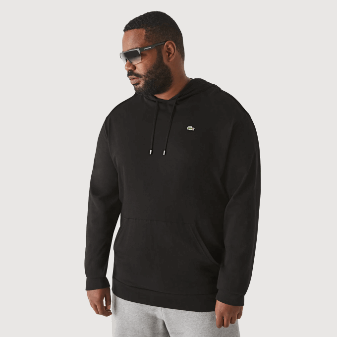 Men Lacoste V0ZN723 Black 031 XL Regular Fit Hooded T-Shirt - Image 1