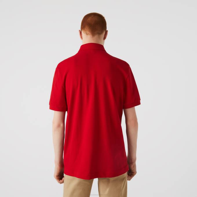 Men Lacoste V0ZN726 Red 240 Smart Paris Stretch Cotton Pique Polo - Image 2
