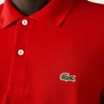 Men Lacoste V0ZN727 Red 240 Original L.12.12 Long Sleeve Polo - Image 2