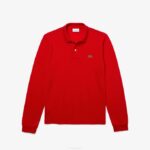 Men Lacoste V0ZN727 Red 240 Original L.12.12 Long Sleeve Polo - Image 4