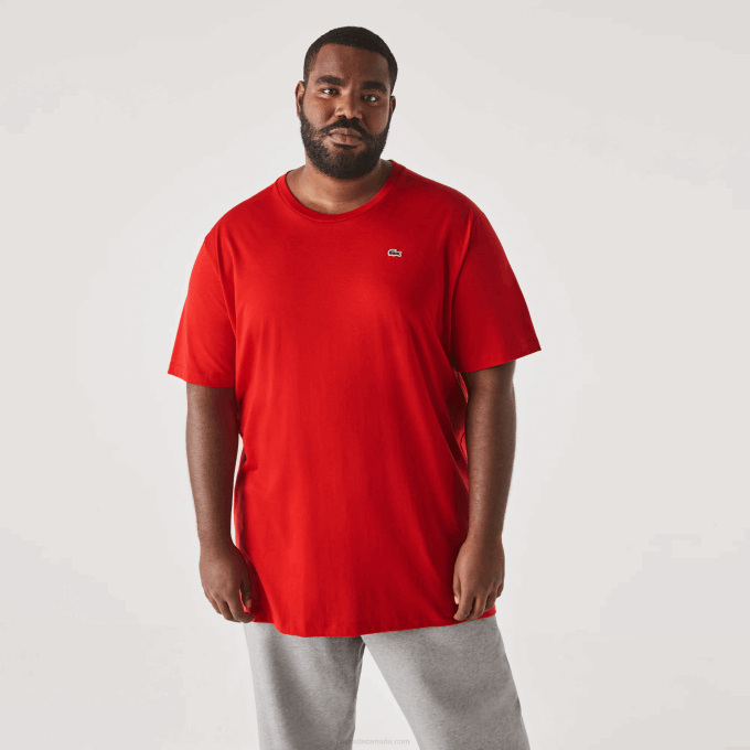 Men Lacoste V0ZN729 Red 240 XL Regular Fit Pima Cotton Jersey T-Shirt - Image 2