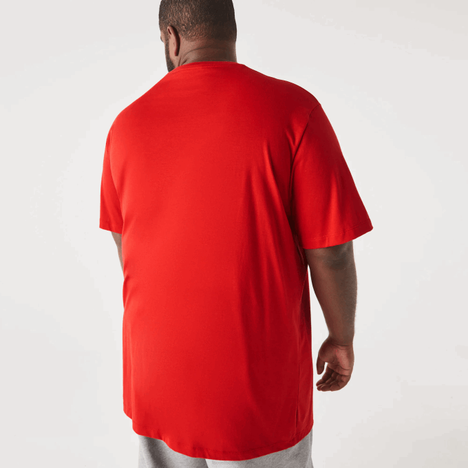 Men Lacoste V0ZN729 Red 240 XL Regular Fit Pima Cotton Jersey T-Shirt - Image 3