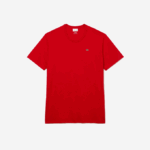 Men Lacoste V0ZN729 Red 240 XL Regular Fit Pima Cotton Jersey T-Shirt - Image 4