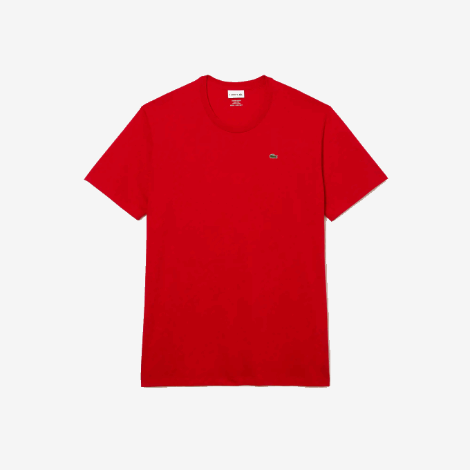 Men Lacoste V0ZN729 Red 240 XL Regular Fit Pima Cotton Jersey T-Shirt - Image 4