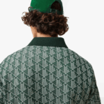 Men Lacoste V0ZN72 Green Beige 7M4 Classic Fit Monogram Print Polo - Image 5