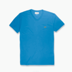 Men Lacoste V0ZN731 Blue 4XA V-Neck Pima Cotton Jersey T-Shirt