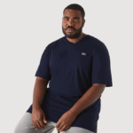 Men Lacoste V0ZN732 Navy Blue 166 Regular Fit Ribbed V-Neck Cotton Polo Shirt (Plus Size)