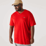 Men Lacoste V0ZN733 Red 240 V-Neck Jersey T-Shirt - Image 2