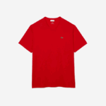 Men Lacoste V0ZN733 Red 240 V-Neck Jersey T-Shirt - Image 4