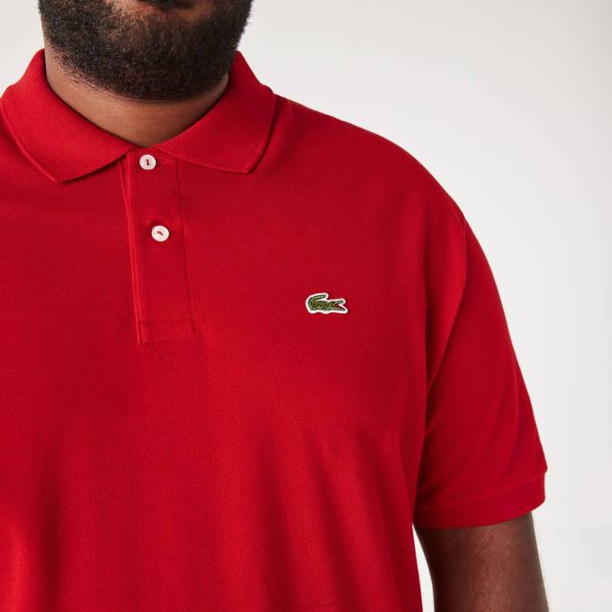 Men Lacoste V0ZN734 Red 240 Cotton Petit Pique Polo - Plus Size - Big - Image 2