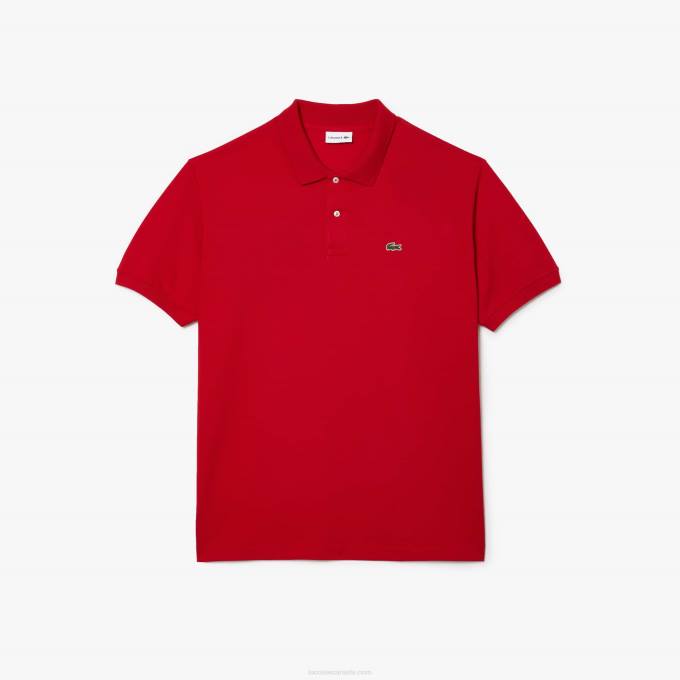 Men Lacoste V0ZN734 Red 240 Cotton Petit Pique Polo - Plus Size - Big - Image 3