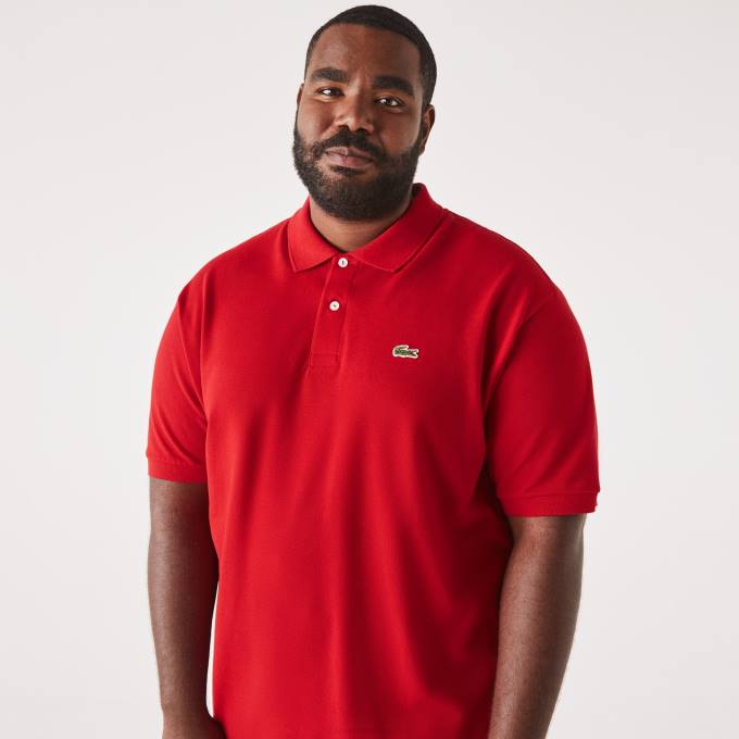 Men Lacoste V0ZN734 Red 240 Cotton Petit Pique Polo - Plus Size - Big - Image 1