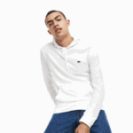 Men Lacoste V0ZN736 White 001 Hooded Cotton Jersey Sweatshirt - Image 3