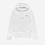 Men Lacoste V0ZN736 White 001 Hooded Cotton Jersey Sweatshirt - Image 4