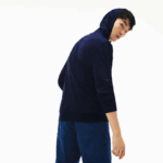 Men Lacoste V0ZN737 Navy Blue 166 Hooded Cotton Jersey Sweatshirt - Image 6