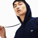 Men Lacoste V0ZN737 Navy Blue 166 Hooded Cotton Jersey Sweatshirt - Image 7