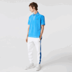 Men Lacoste V0ZN738 Blue 4XA Classic Fit Cotton Velvet Polo - Image 2