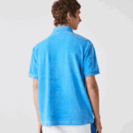 Men Lacoste V0ZN738 Blue 4XA Classic Fit Cotton Velvet Polo - Image 3