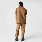 Men Lacoste V0ZN73 Beige Brown ZWM Classic Fit Monogram Print Polo - Image 3