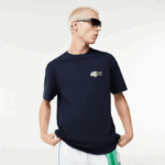 Men Lacoste V0ZN741 Navy Blue 166 Relaxed Fit Comic Effect Badge T-Shirt