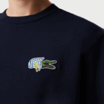 Men Lacoste V0ZN741 Navy Blue 166 Relaxed Fit Comic Effect Badge T-Shirt - Image 4