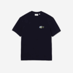 Men Lacoste V0ZN741 Navy Blue 166 Relaxed Fit Comic Effect Badge T-Shirt - Image 5