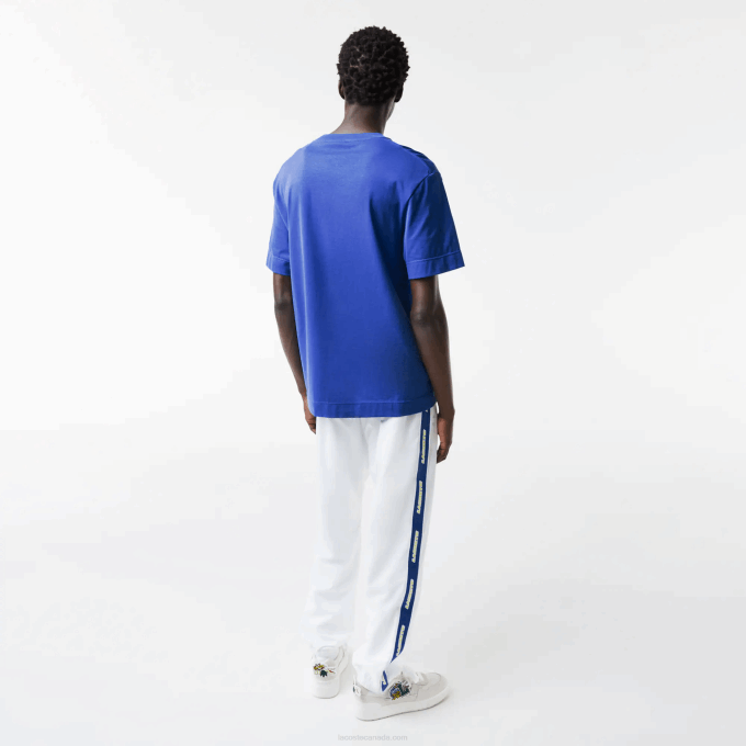 Men Lacoste V0ZN742 Blue K1Q Relaxed Fit Comic Effect Badge T-Shirt - Image 3
