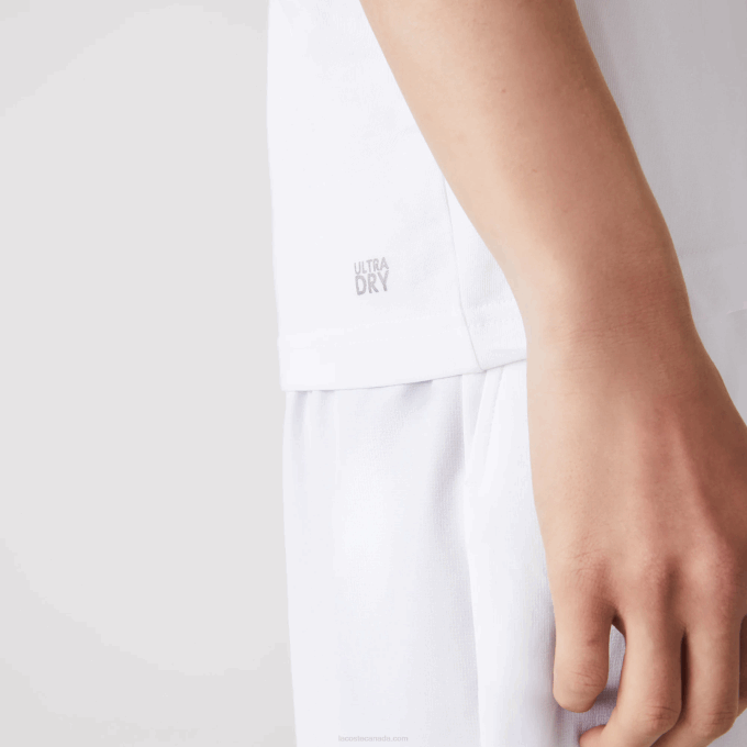 Men Lacoste V0ZN745 White Green W1J SPORT 3D Print Crocodile Breathable Jersey T-Shirt - Image 4
