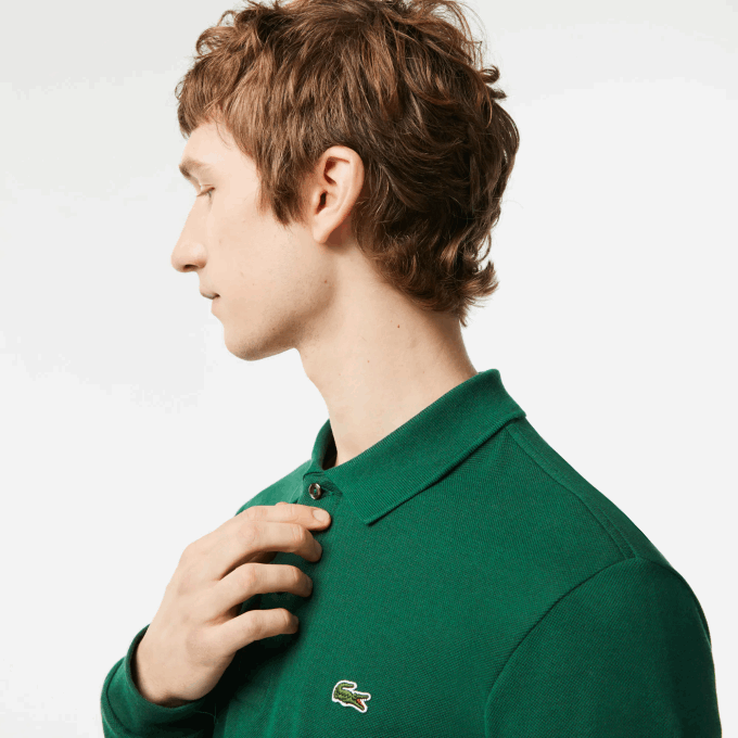 Men Lacoste V0ZN746 Green 132 Original L.12.12 Long Sleeve Polo - Image 2
