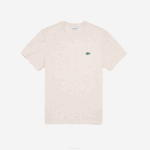 Men Lacoste V0ZN749 Beige 74A Regular Fit Speckled Print Cotton Jersey T-Shirt