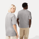 Men Lacoste V0ZN74 Grey Chine CCA Loose Fit Large Crocodile Organic Cotton T-Shirt - Image 3
