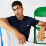 Men Lacoste V0ZN750 Navy Blue 7CG Regular Fit Speckled Print Cotton Jersey T-Shirt