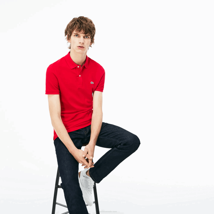 Men Lacoste V0ZN752 Red 240 Original L.12.12 Slim Fit Polo - Image 2