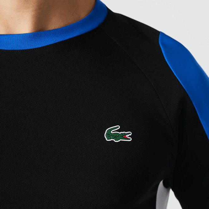 Men Lacoste V0ZN753 Black Blue White ZFZ SPORT Tennis T-Shirt - Image 4