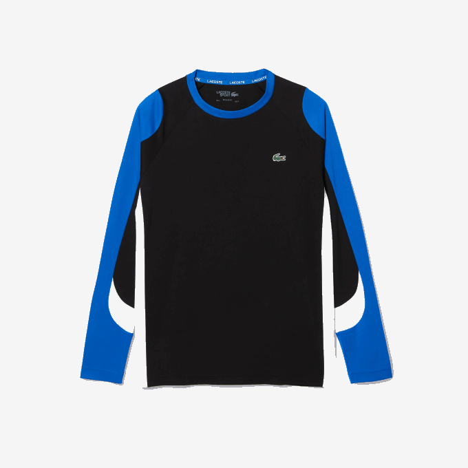 Men Lacoste V0ZN753 Black Blue White ZFZ SPORT Tennis T-Shirt - Image 5