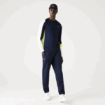 Men Lacoste V0ZN754 Navy Blue Yellow White 692 SPORT Tennis T-Shirt - Image 2