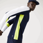 Men Lacoste V0ZN754 Navy Blue Yellow White 692 SPORT Tennis T-Shirt - Image 4