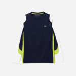 Men Lacoste V0ZN754 Navy Blue Yellow White 692 SPORT Tennis T-Shirt - Image 5
