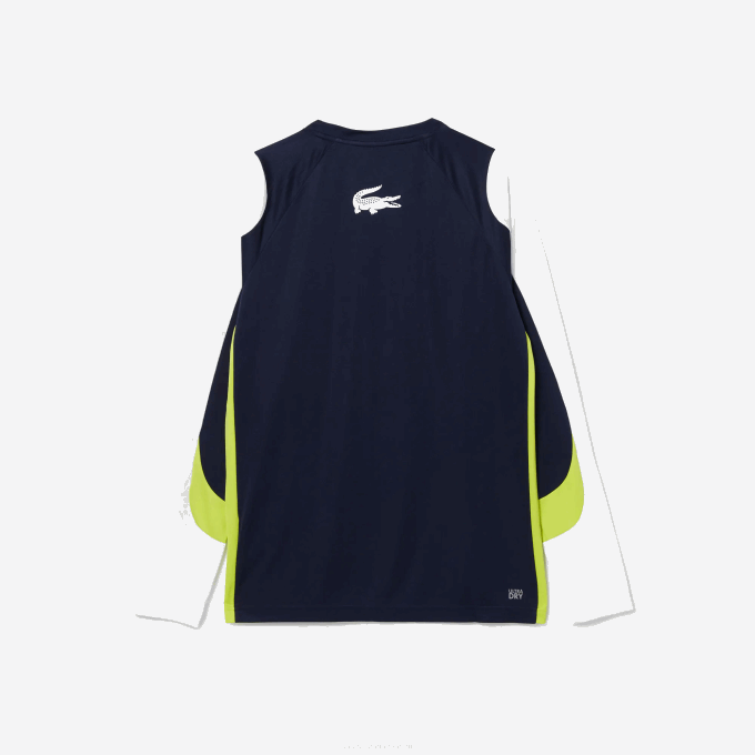 Men Lacoste V0ZN754 Navy Blue Yellow White 692 SPORT Tennis T-Shirt - Image 6