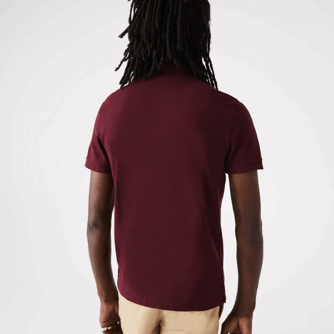 Men Lacoste V0ZN764 Bordeaux SXL Smart Paris Stretch Cotton Pique Polo - Image 2