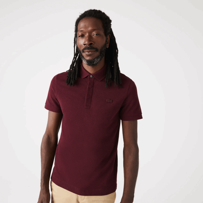 Men Lacoste V0ZN764 Bordeaux SXL Smart Paris Stretch Cotton Pique Polo - Image 1